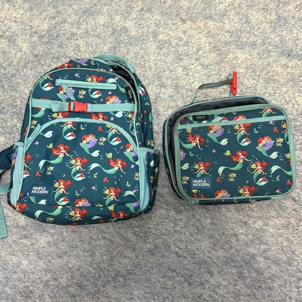 Disney Little Mermaid Ariel Simple Modern Backpack Lunch Box Bag Set 2 Piece